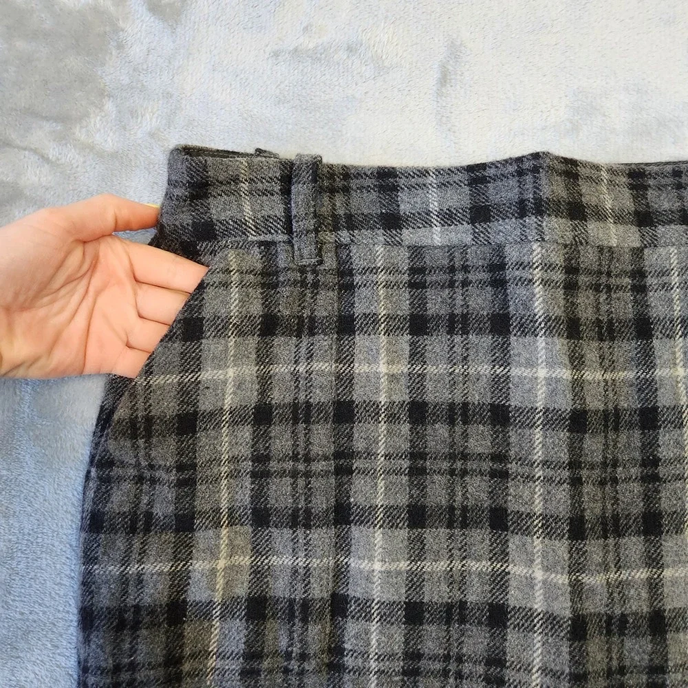 Eddie Bauer Mercer Fit Skirt Womens 2 Wool Plaid‎ Dark Academia Preppy Professor